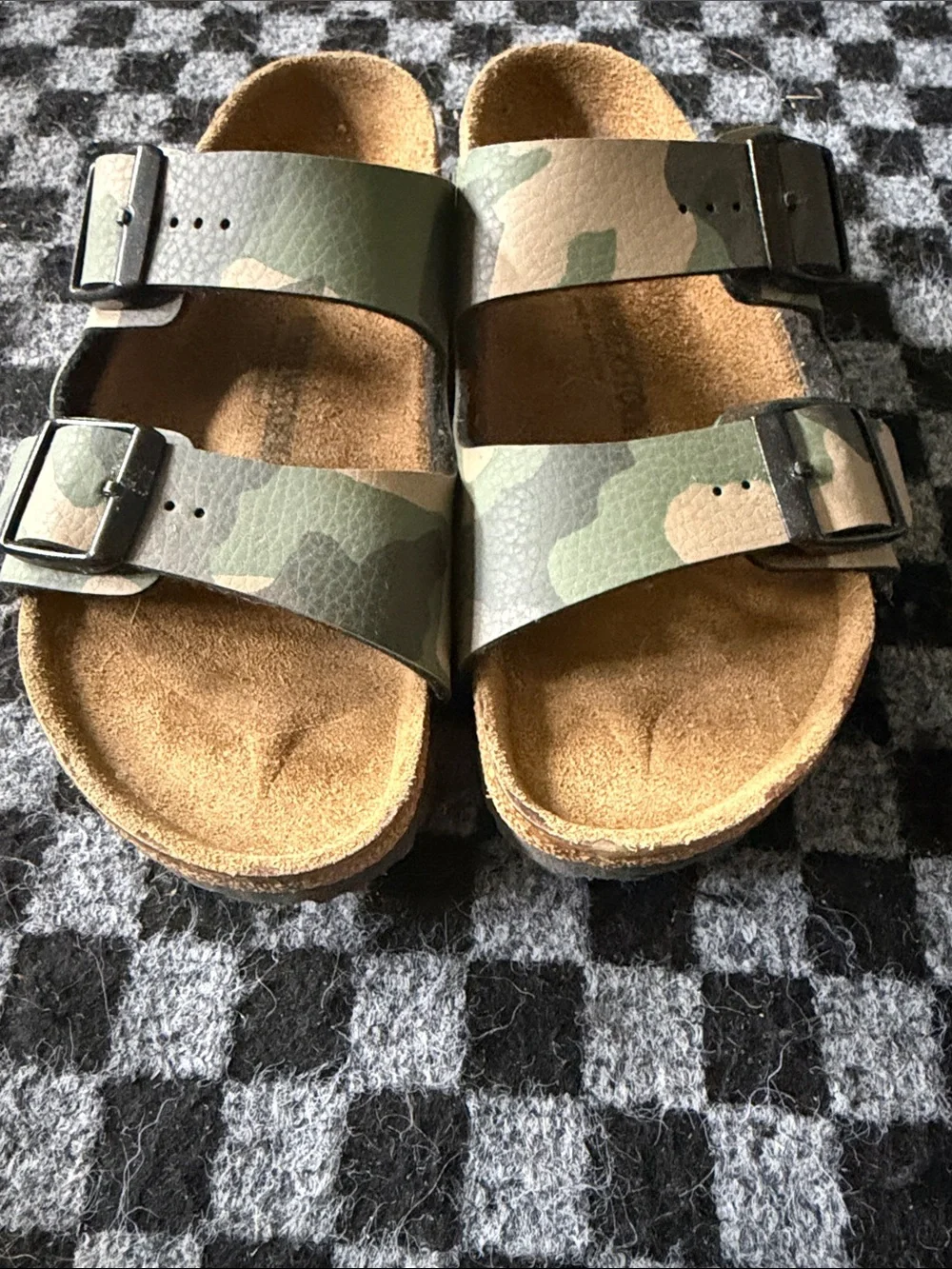 Kids Birkenstock Camo Double-Buckle Slide Sandals - Green